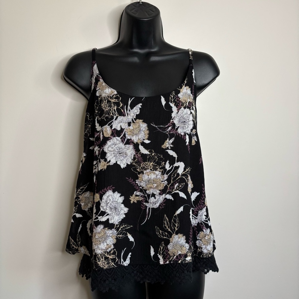 #447 Dex Floral Black and White Women's Tank